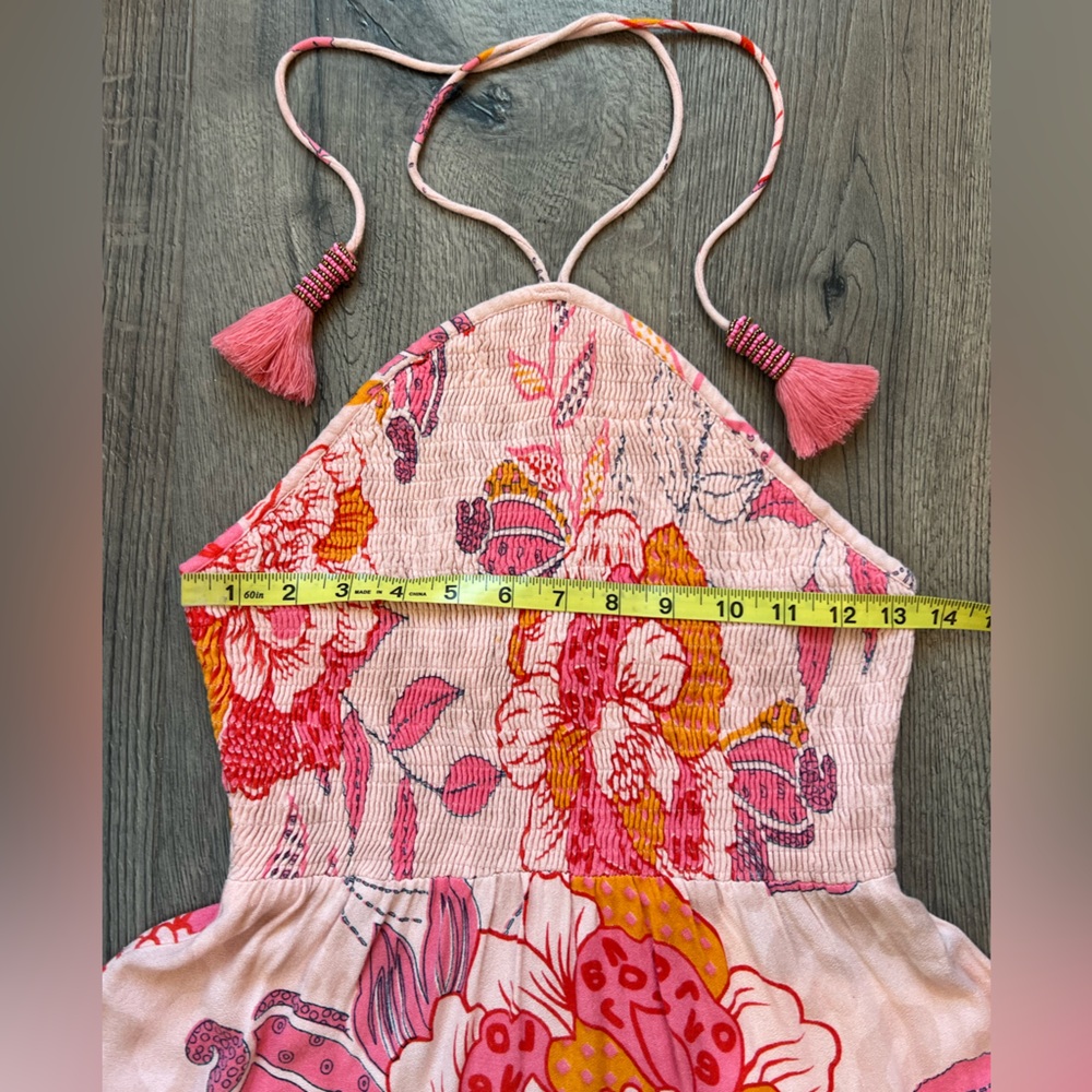 Pink & Coral Floral Halter Smocked Mini Dress - Picture 6 of 12